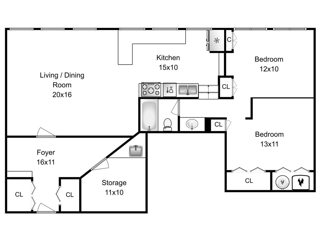 Sangamon Loft 1 — unit floor plan