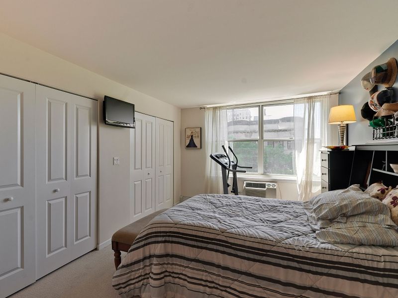 Sheridan Tower Condo — primary bedroom with double closets