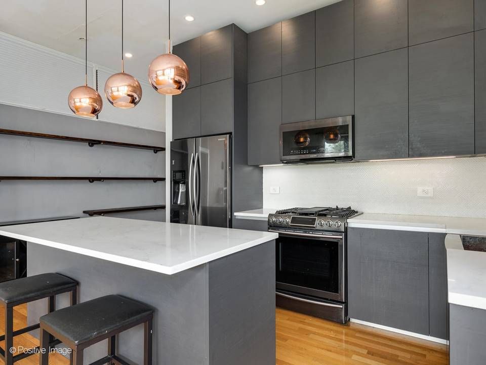 The South Leavitt — kitchen range and open shelving