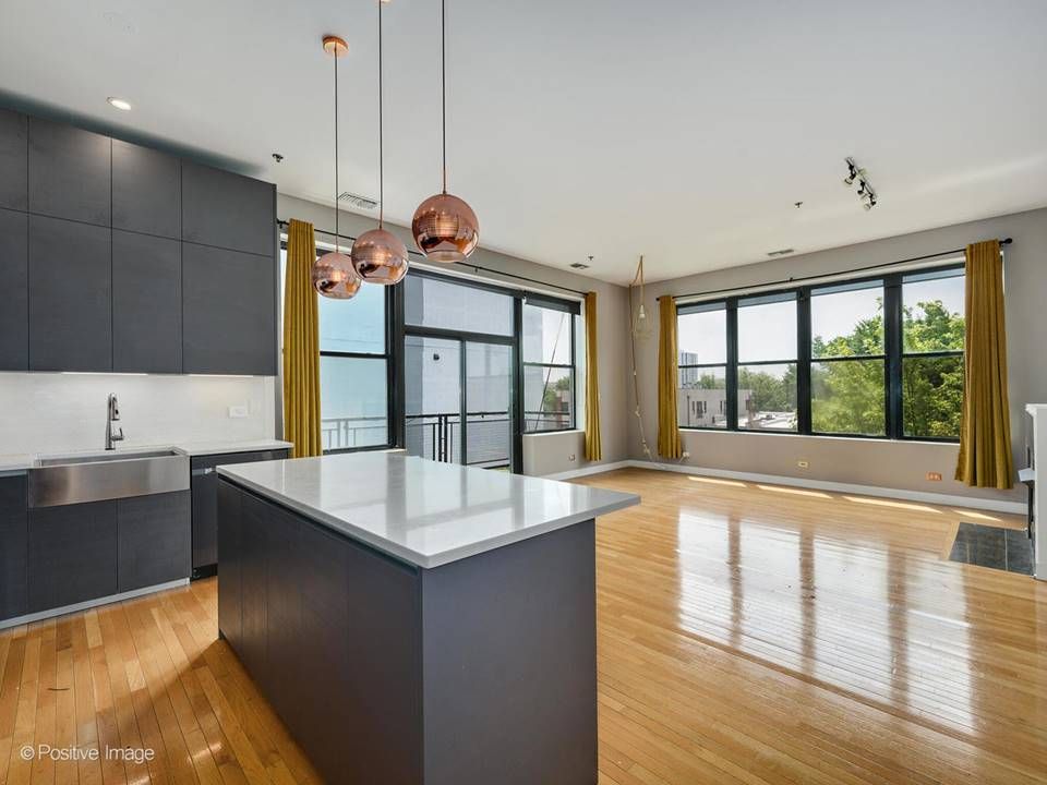 The South Leavitt — open kitchen and living area, wide view